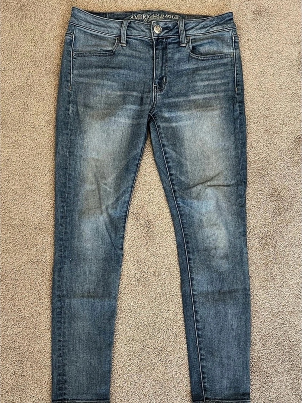 American Eagle Jeans Women's 8 Short Jegging Mid Rise Blue Faded Denim